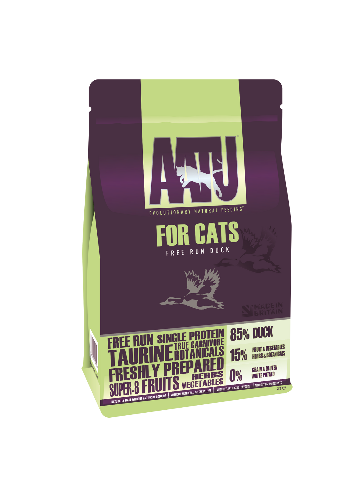 AATU 85/15 Grain Free Duck Dry Cat Food - 3kg