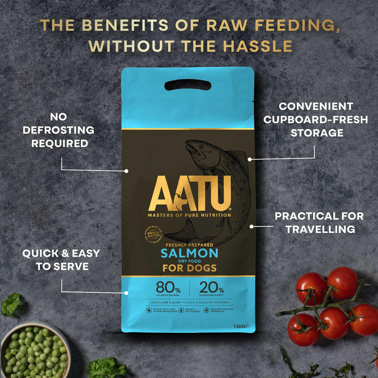 AATU 80/20 Grain Free Salmon Dry Dog Food - 10kg
