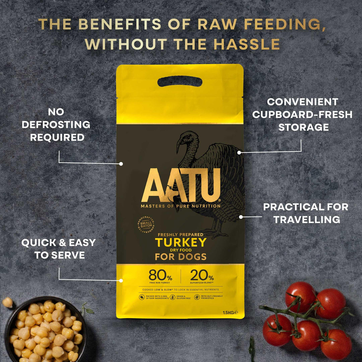 AATU Dog 80/20 Turkey Dry Food - 1.5kg