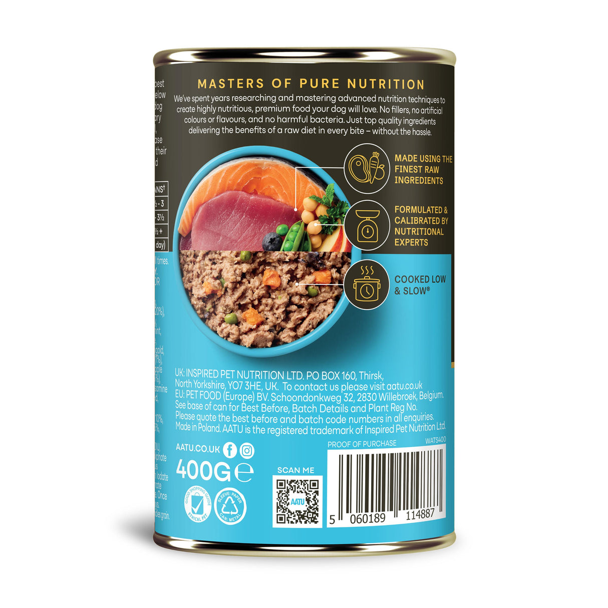 AATU Tuna & Salmon Wet Dog Food - 6x400g