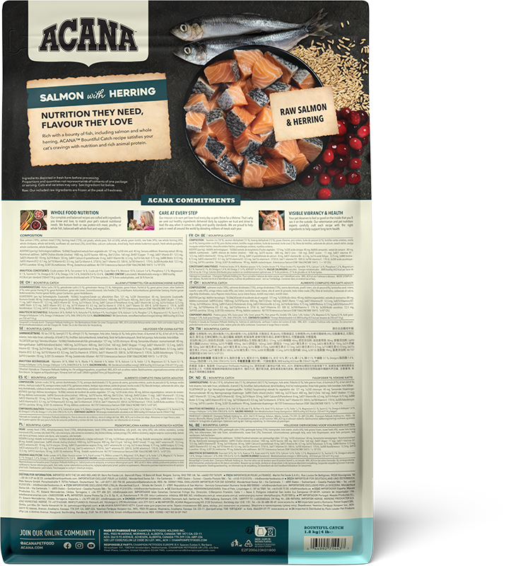 Acana Bountiful Catch Adult Dry Cat Food - 1.8kg