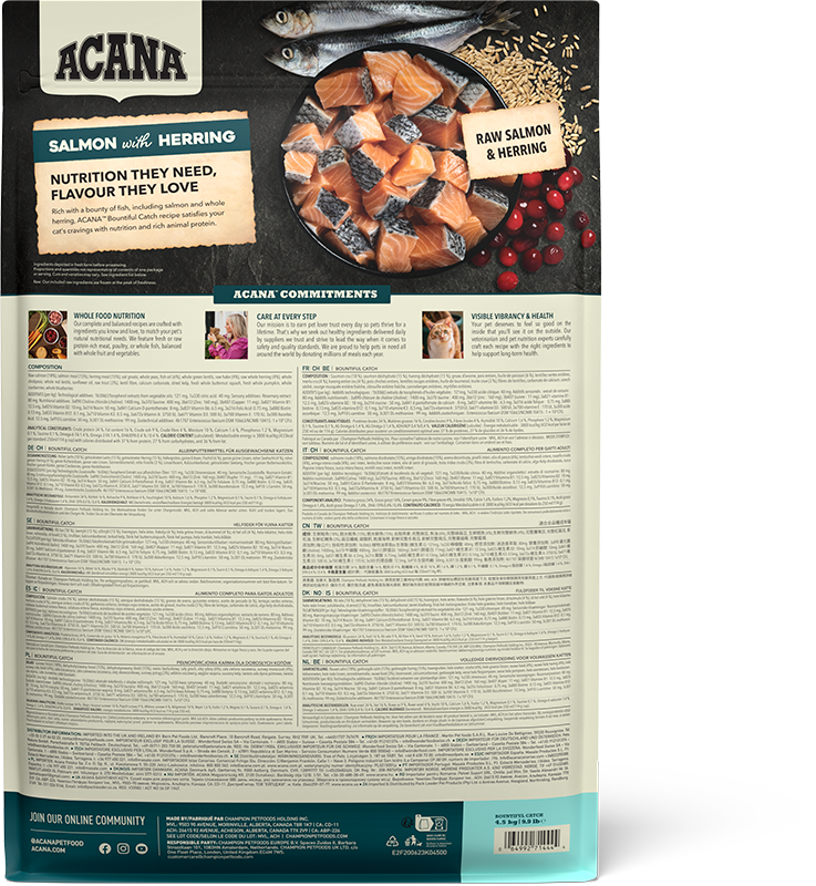 Acana Bountiful Catch Adult Dry Cat Food - 4.5kg