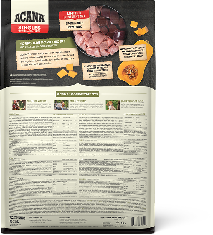 Acana Yorkshire Pork Grain Free Adult Dry Dog Food - 6kg
