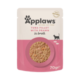 Applaws Tuna Fillet with Prawn in Broth Adult Wet Cat Food Pouches - 12x70g