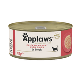 Applaws Chicken Breast with Duck in Broth Adult Wet Cat Food Tins - 24x156g