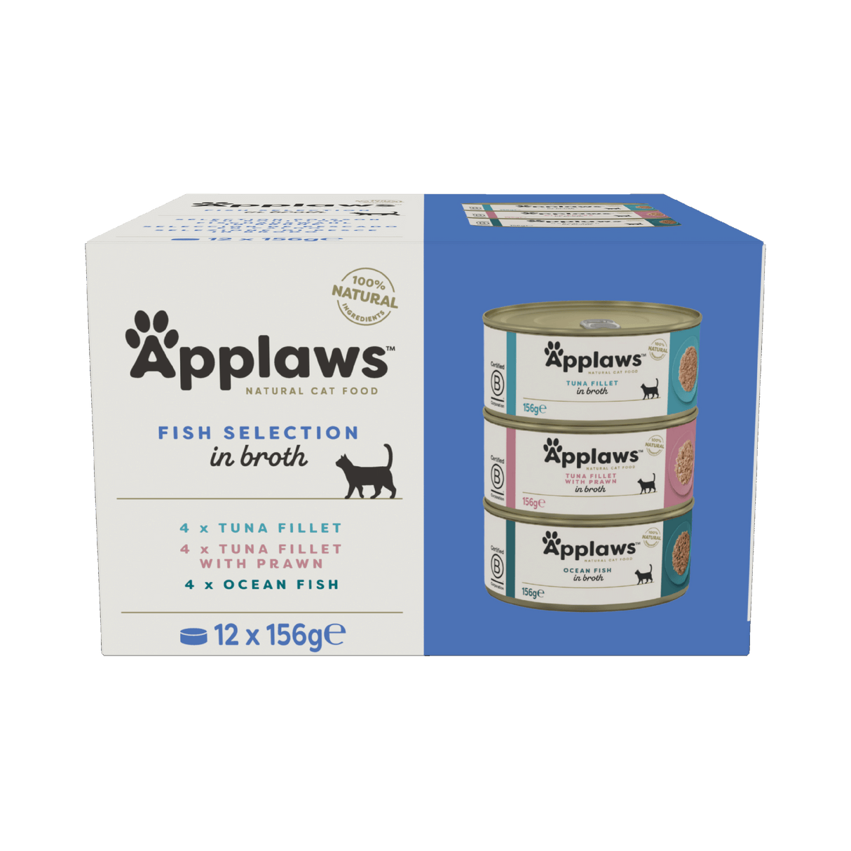 Applaws Fish Selection in Broth Adult Wet Cat Food Tins - 12x156g