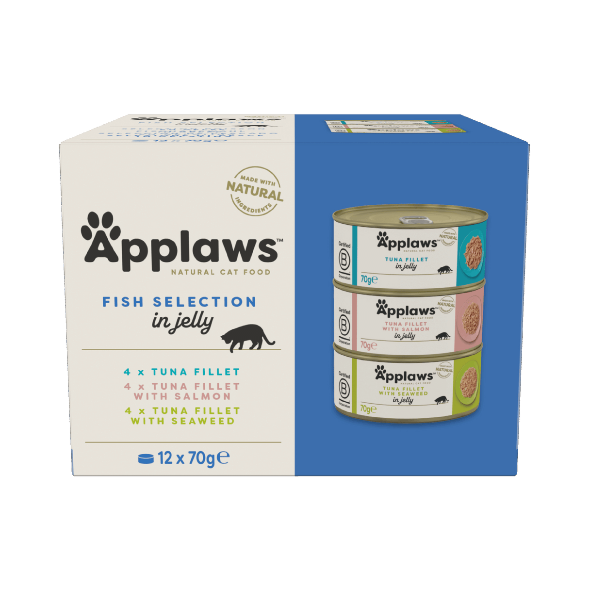 Applaws Fish Selection in Jelly Adult Wet Cat Food Tins - 12x70g