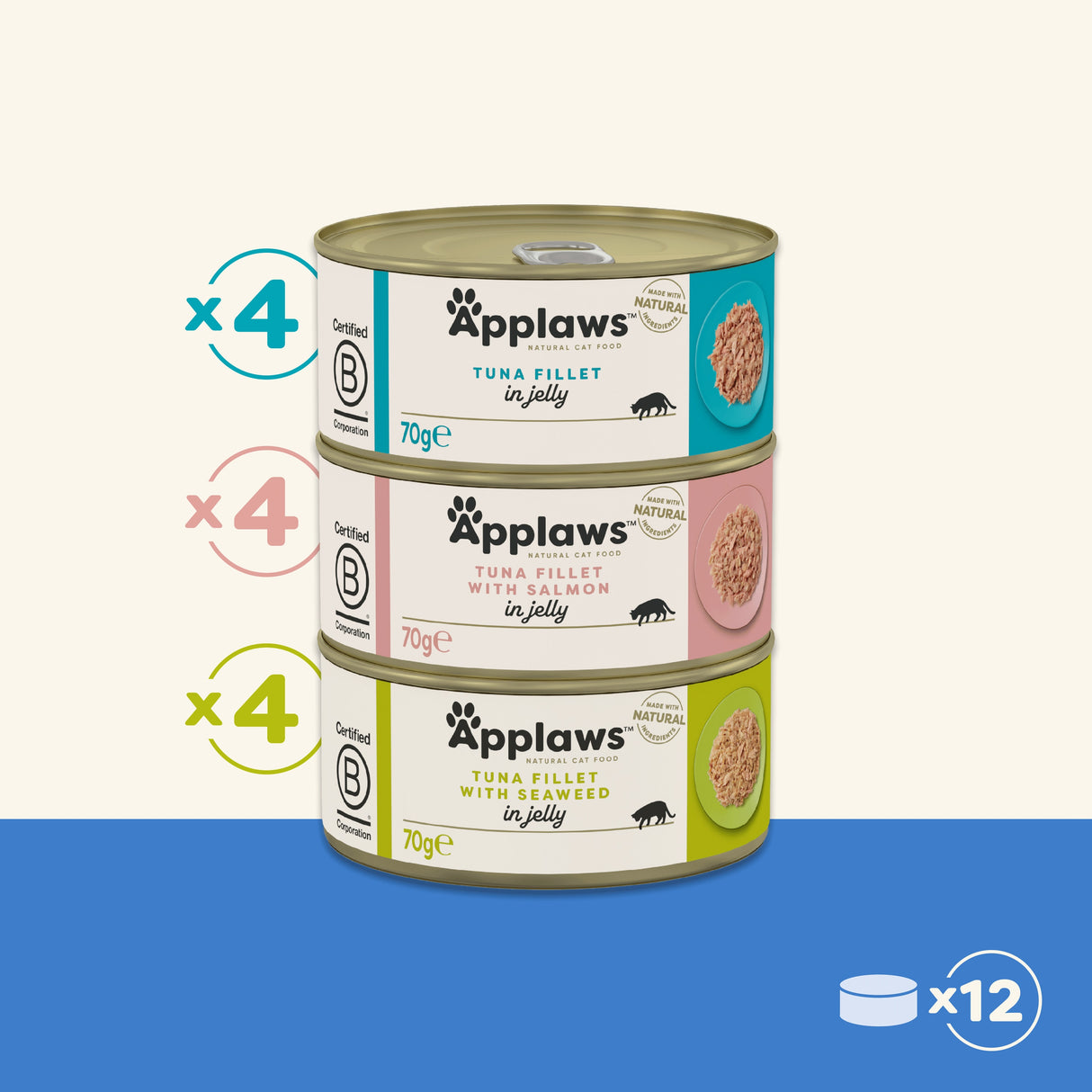 Applaws Fish Selection in Jelly Adult Wet Cat Food Tins - 12x70g