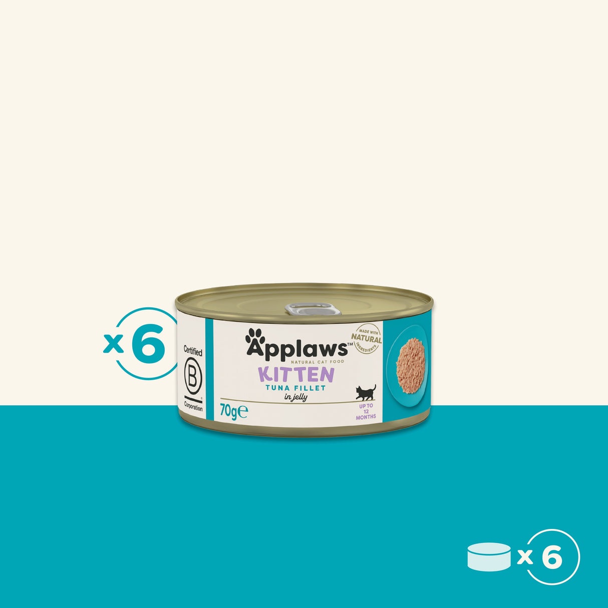 Applaws Tuna Fillet in Jelly Kitten Wet Cat Food Tins - 6x70g