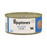 Applaws Tuna Fillet with Crab in Broth Adult Wet Cat Food Tins - 24x156g