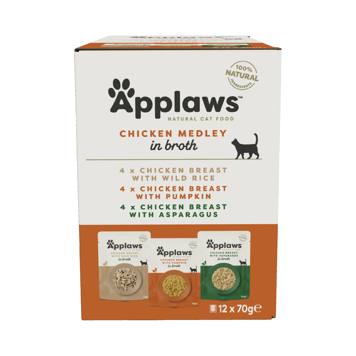 Applaws Chicken Medley in Broth Adult Wet Cat Food Pouches - 12 x 70g