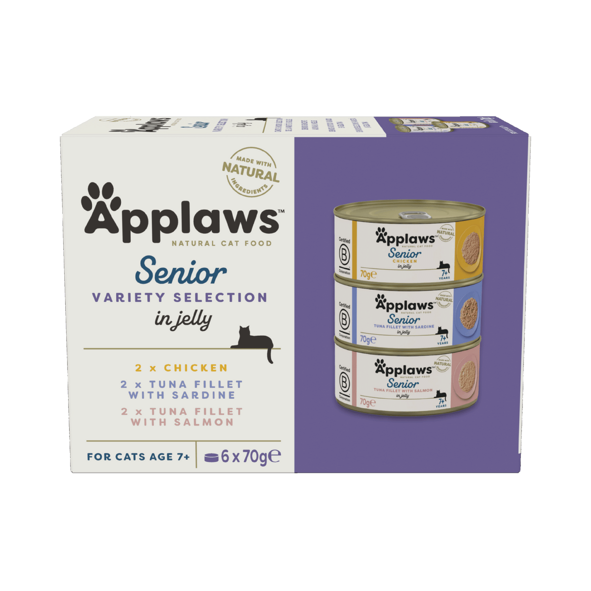 Applaws Variety Selection in Jelly Senior Wet Cat Food Tins - 6 x 70g