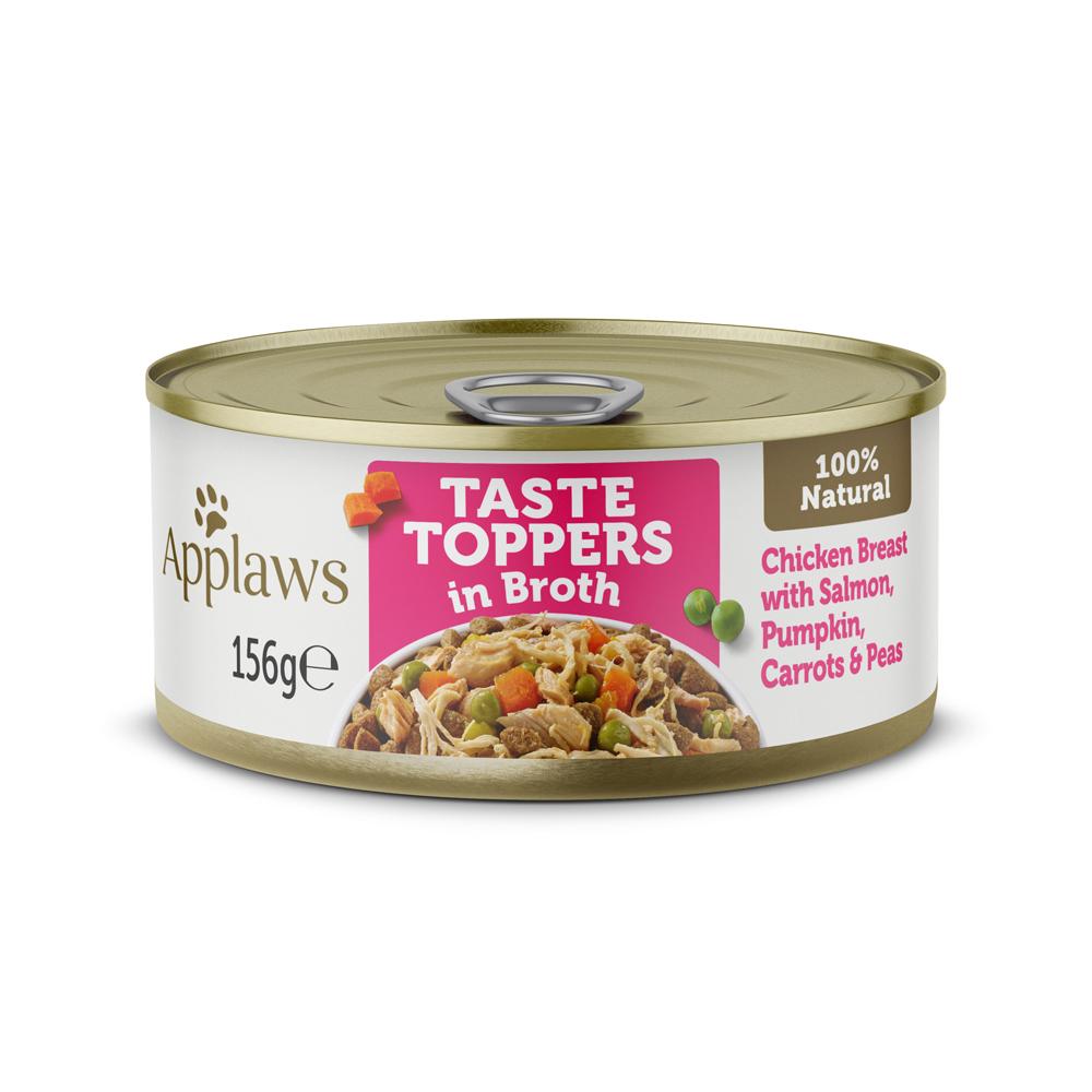 Applaws Taste Toppers Chicken with Salmon in Broth Adult Wet Dog Food Tins - 12 x 156g