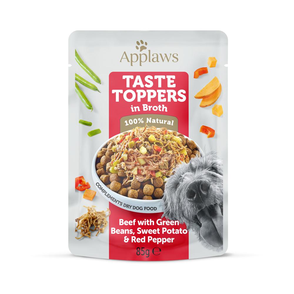Applaws Taste Toppers Beef with Green Beans in Broth Adult Wet Dog Food Pouches - 12x85g