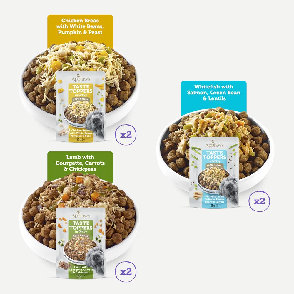 Applaws Taste Toppers Selection in Gravy Adult Wet Dog Food Pouches - 6x85g