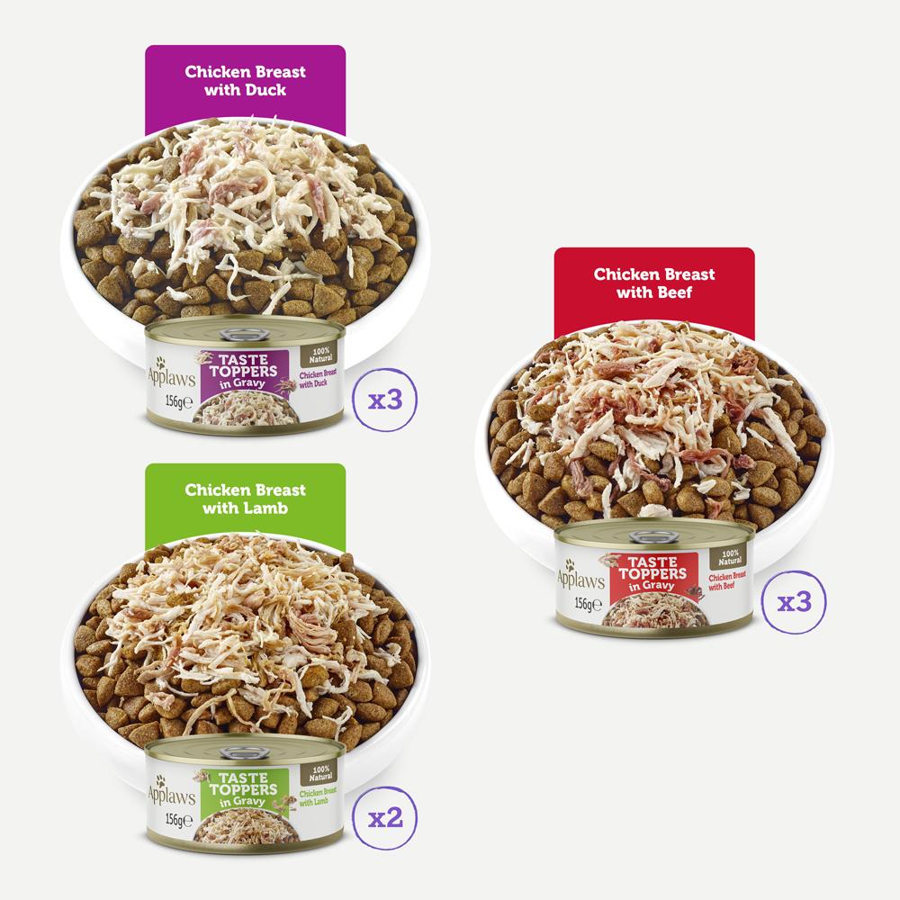 Applaws Taste Toppers Chicken Breast in Gravy Adult Wet Dog Food Tins - 8 x 156g
