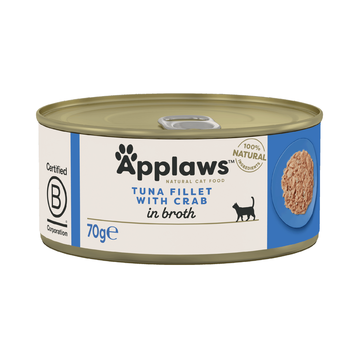 Applaws Tuna Fillet with Crab in Broth Adult Wet Cat Food Tins - 24 x 70g