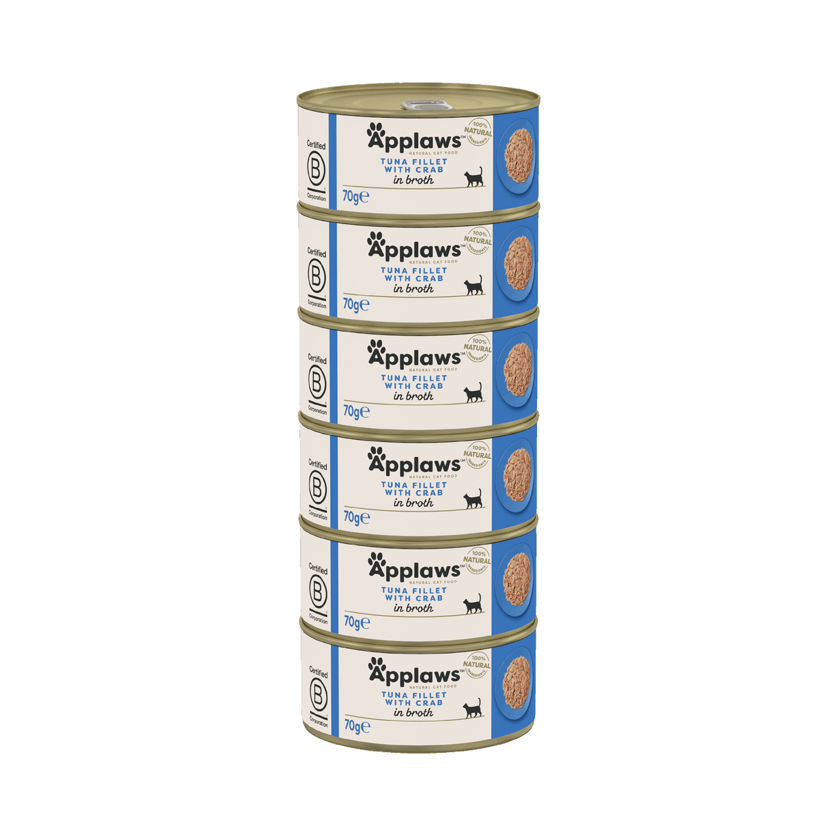 Applaws Tuna Fillet with Crab in Broth Adult Wet Cat Food Tins - 24 x 70g