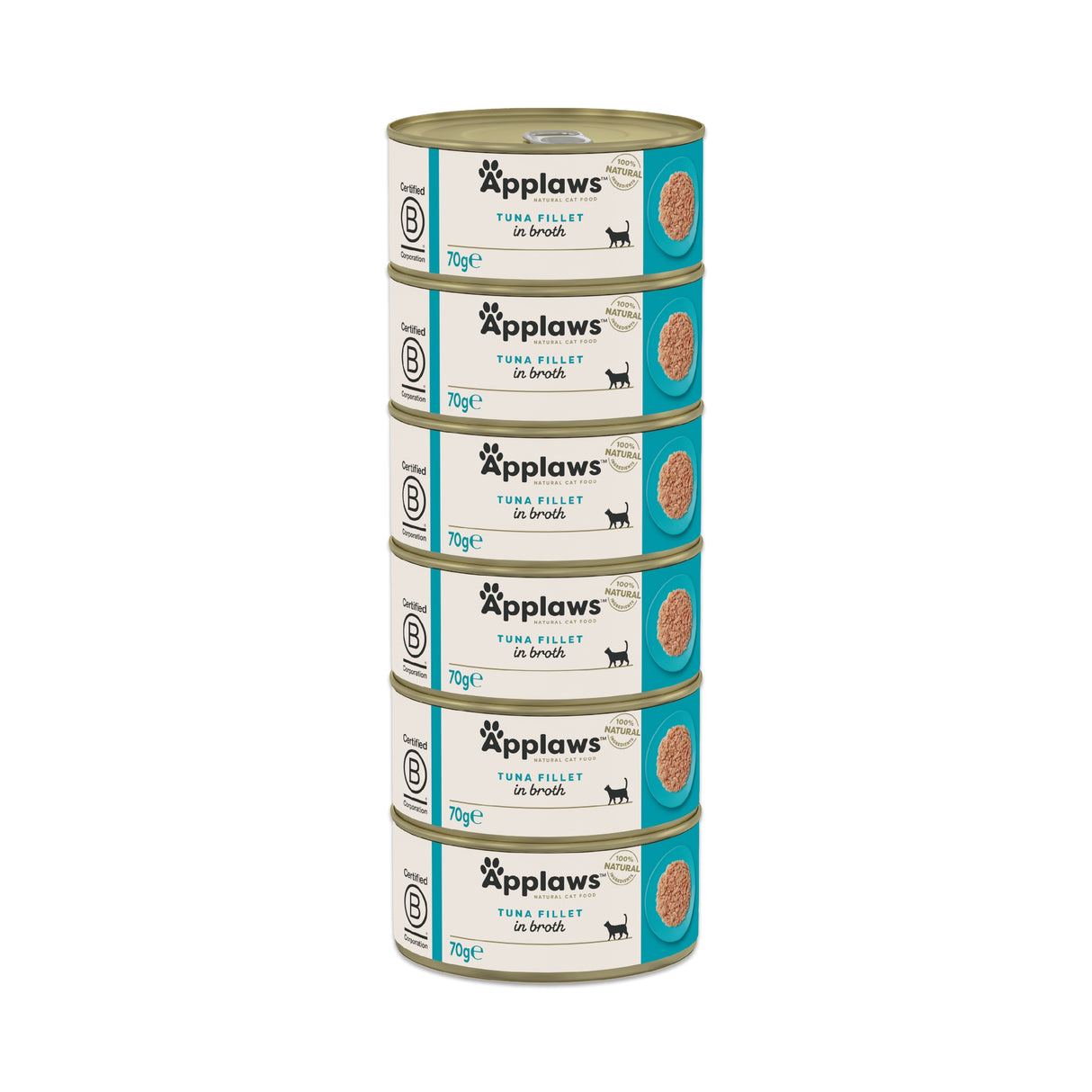 Applaws Tuna Fillet in Broth Adult Wet Cat Food Tins - 6x70g