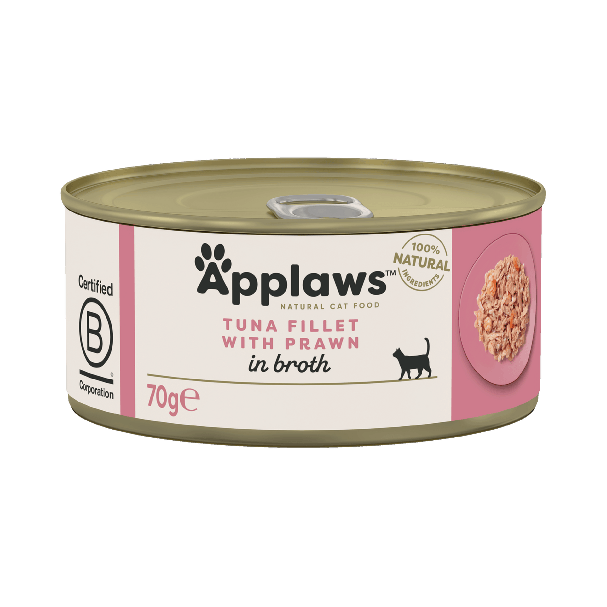 Applaws Tuna Fillet with Prawn in Broth Adult Wet Cat Food Tins - 24 x 70g