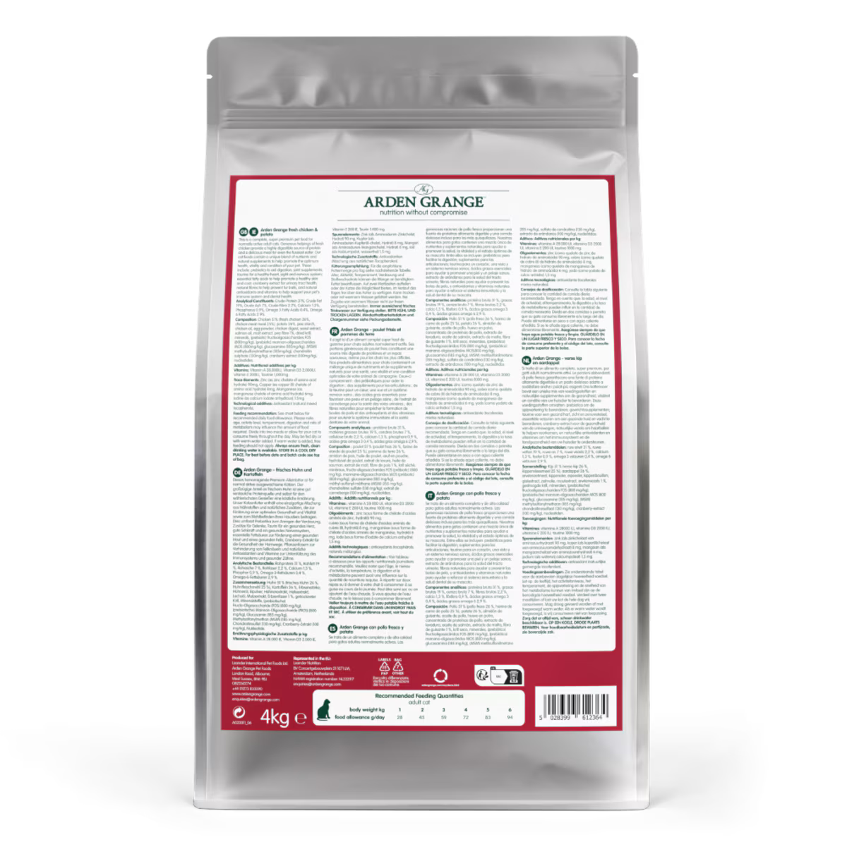 Arden Grange Adult Grain Free Chicken & Potato Dry Cat Food - 4kg