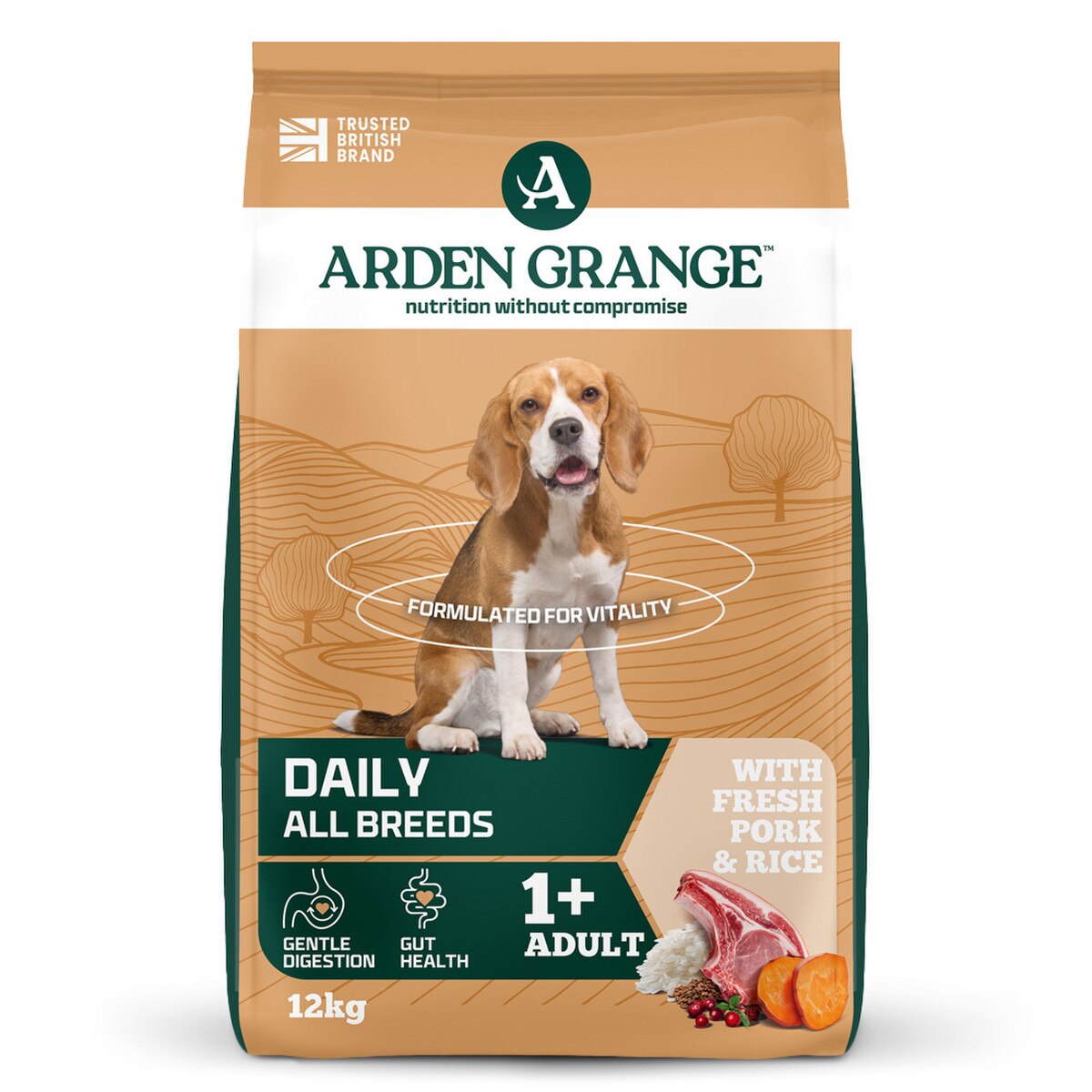 Arden Grange Adult Pork & Rice Dry Dog Food - 12kg