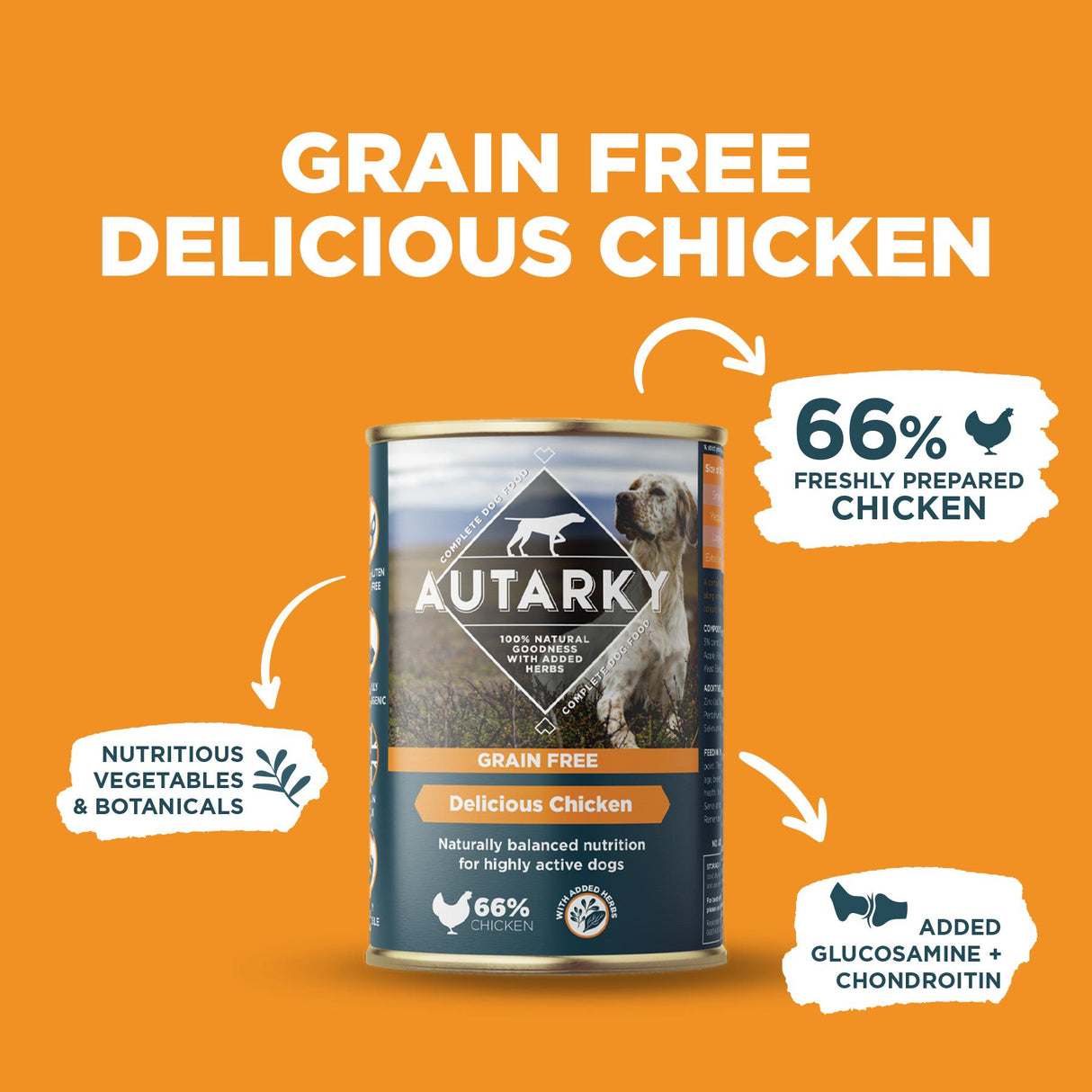 Autarky Adult Delicious Chicken Wet Dog Food Cans - 12 x 395g