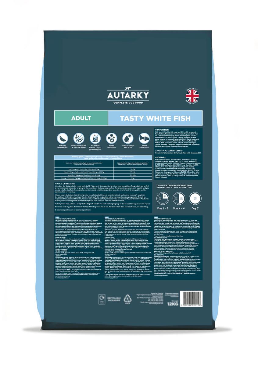 Autarky Grain Free Adult Tasty White Fish and Potato Dry Dog Food - 2Kg