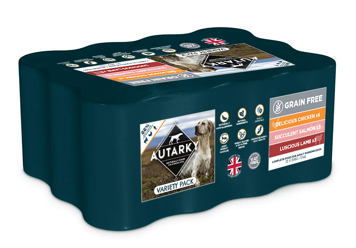 Autarky Grain Free Variety Pack Wet Dog Food Cans - 12 x 395g