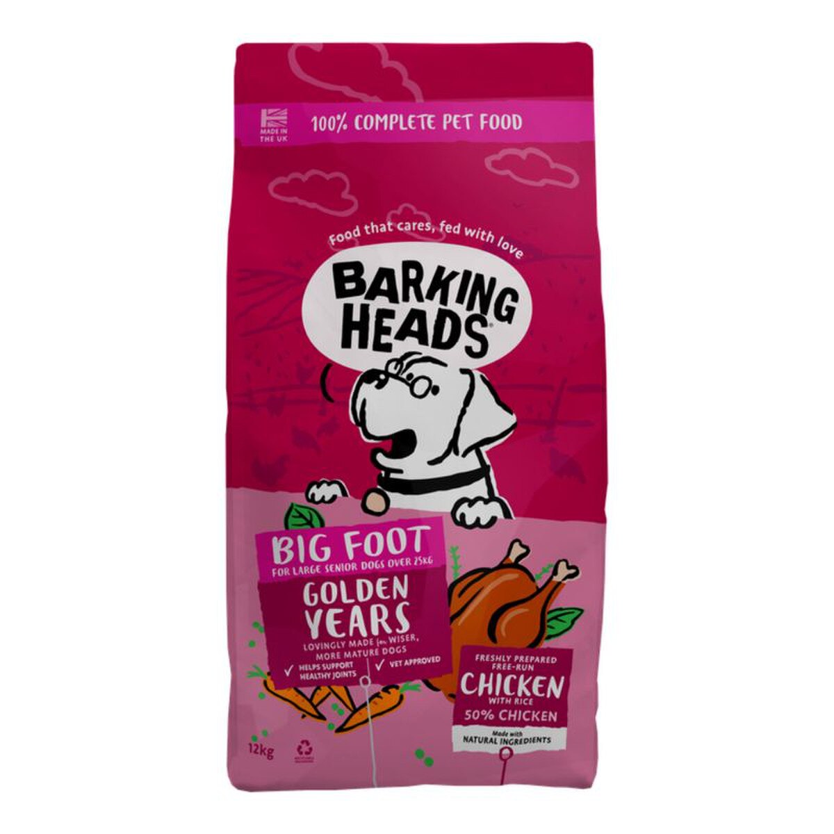 Barking Heads Big Foot Golden Years Chicken Senior Dry Dog Food - 12kg