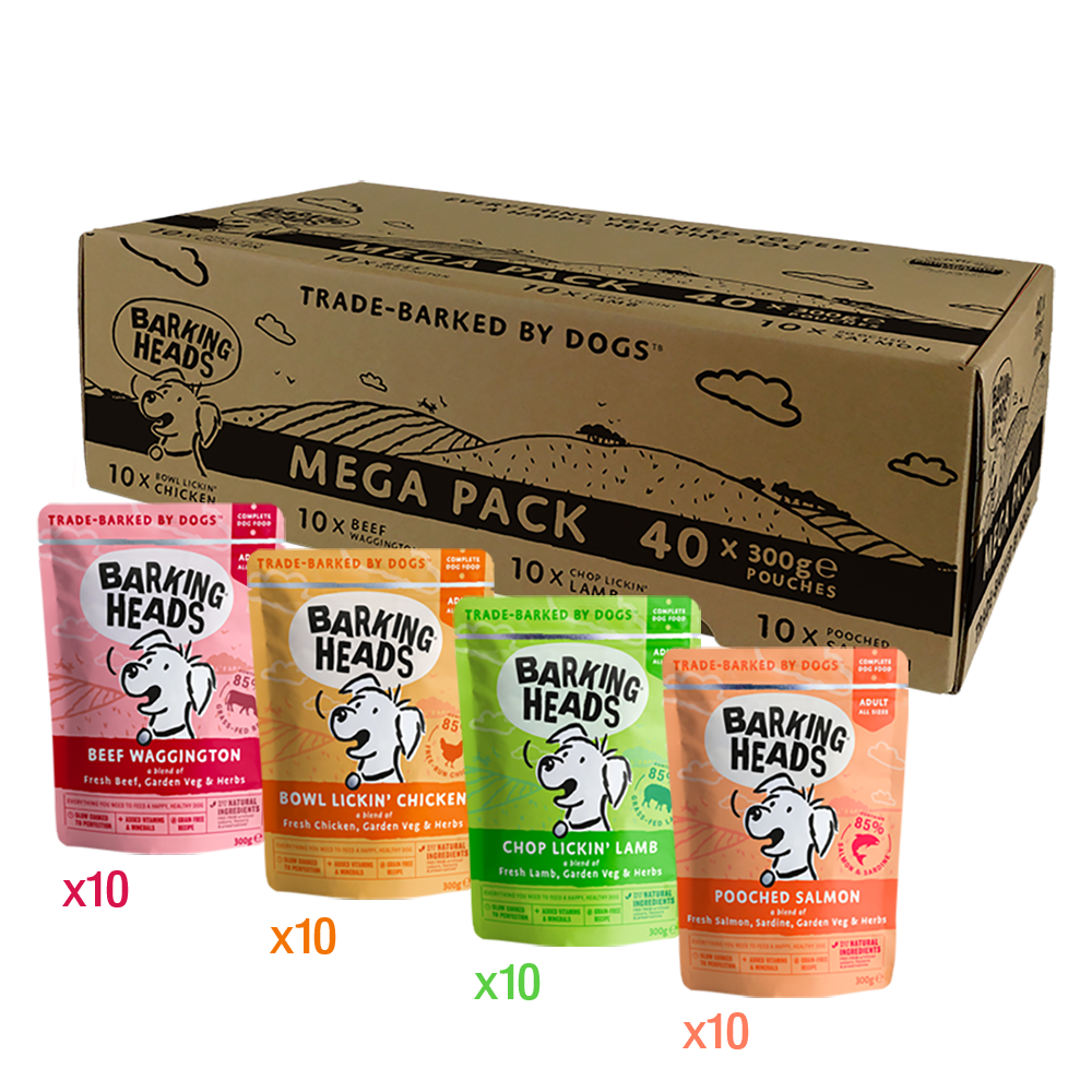 Barking Heads Mega Variety Pack Wet Dog Food Pouches - 40 x 300g