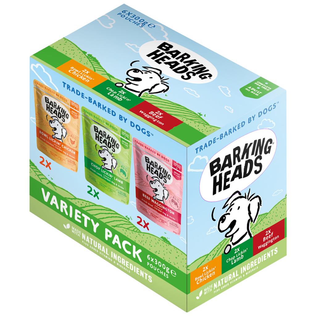 Barking Heads Variety Pack Wet Dog Food Pouches - 6 x 300g