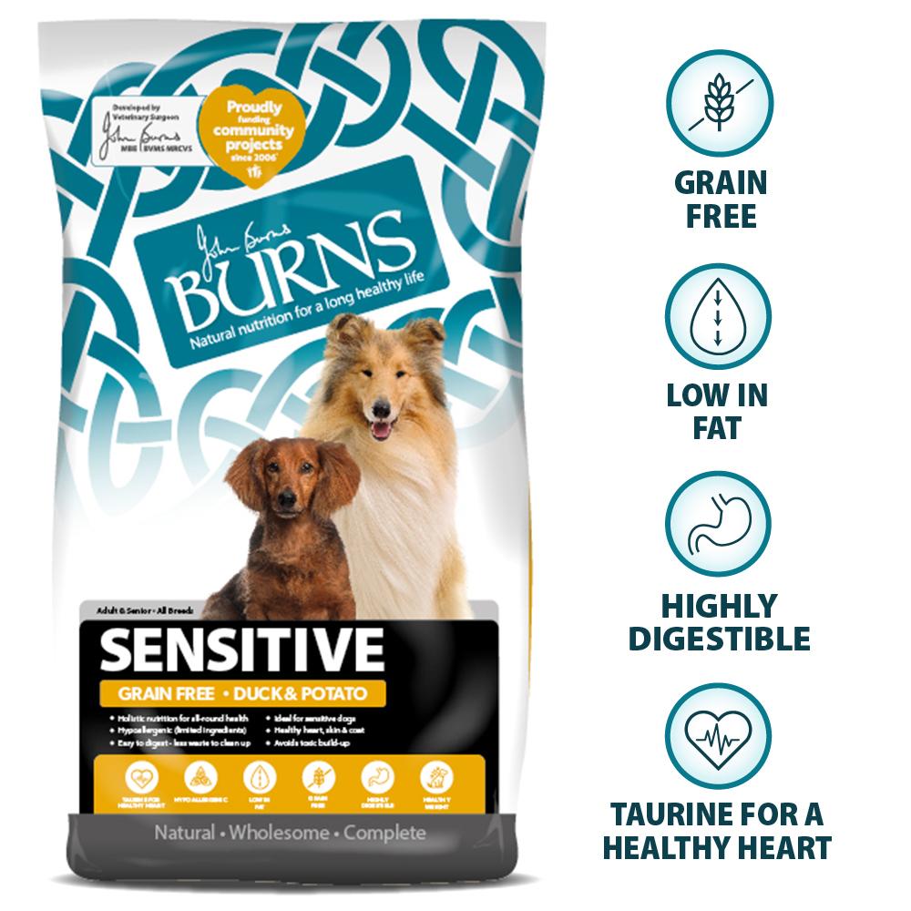 Burns Sensitive Grain Free Duck & Potato Adult Dry Dog Food - 12kg