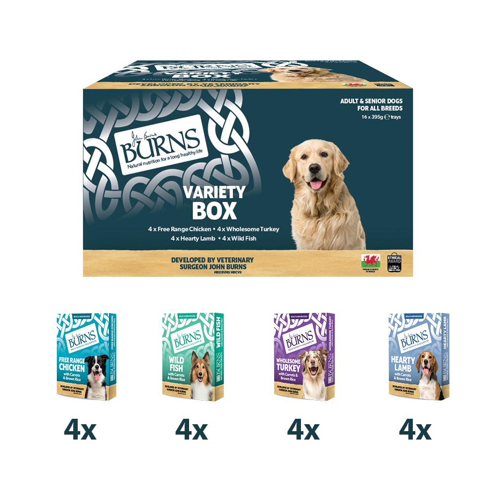 Burns Mixed Bumper Box Wet Dog Food Trays- 16 x 395g