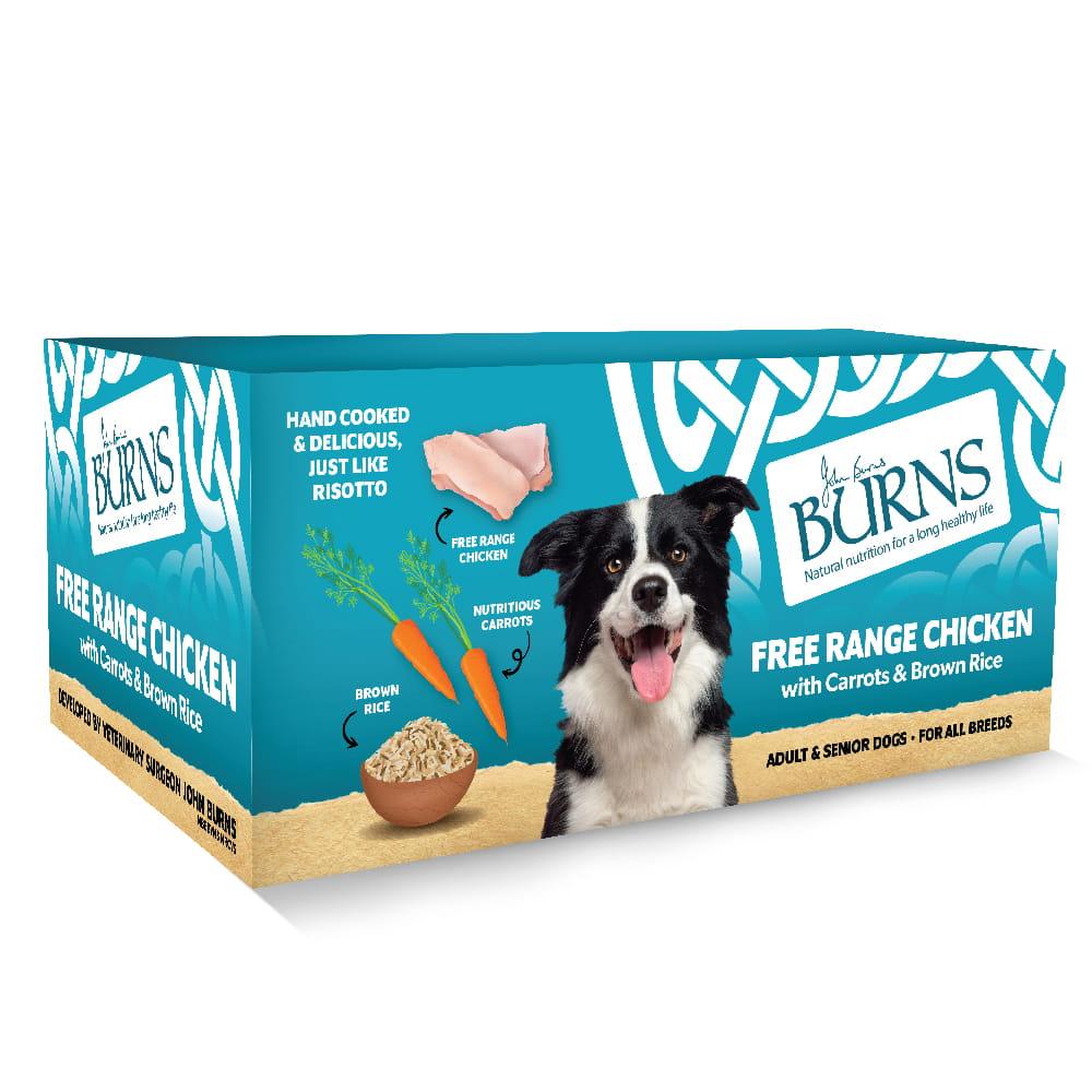 Burns Organic Chicken with Carrots & Organic Brown Rice Wet Dog Food Trays - 12 x 150g