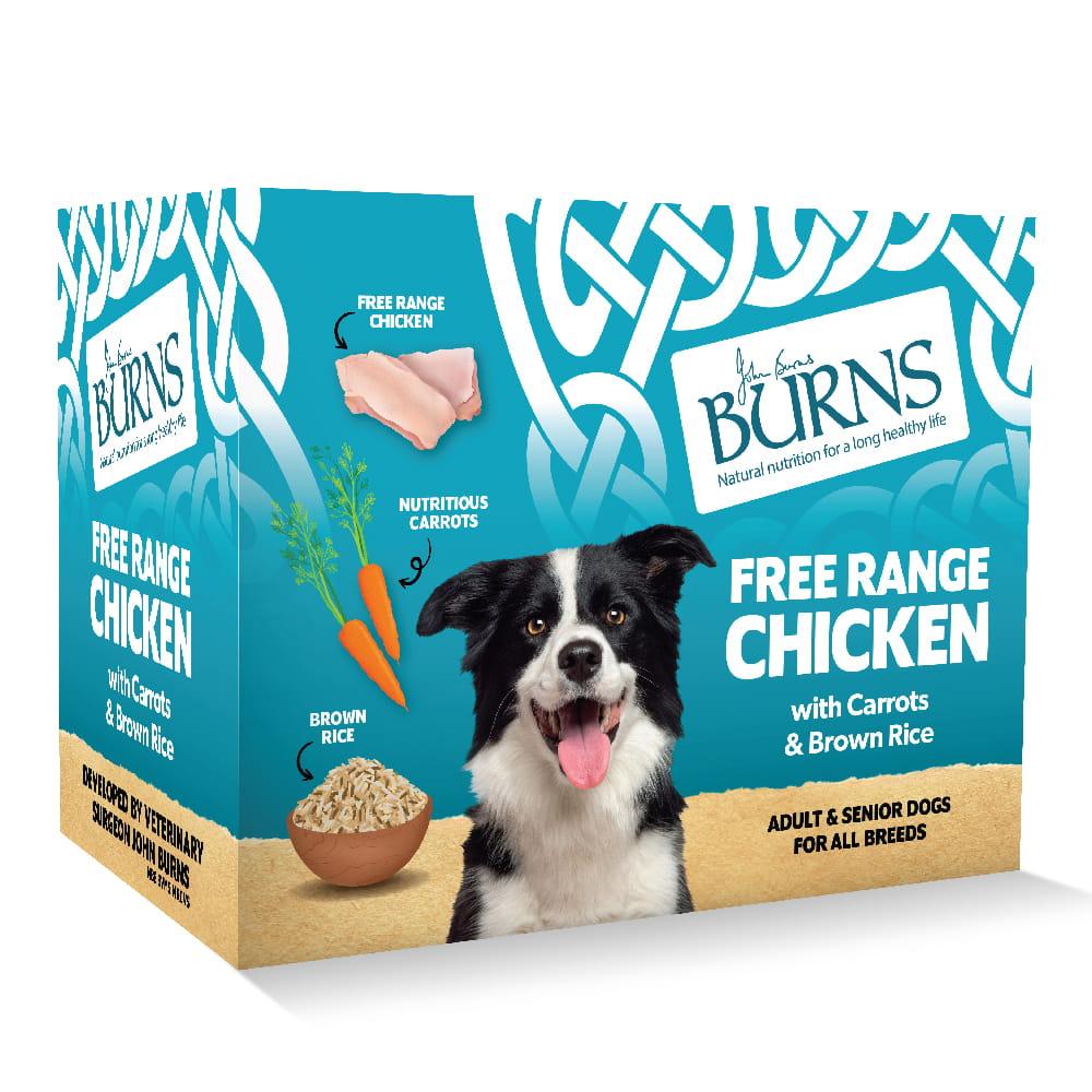 Burns Free Range Chicken with Carrots and Brown Rice Wet Dog Food Trays - 6 x 395g