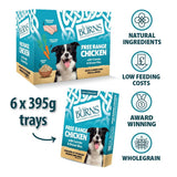 Burns Free Range Chicken with Carrots and Brown Rice Wet Dog Food Trays - 6 x 395g