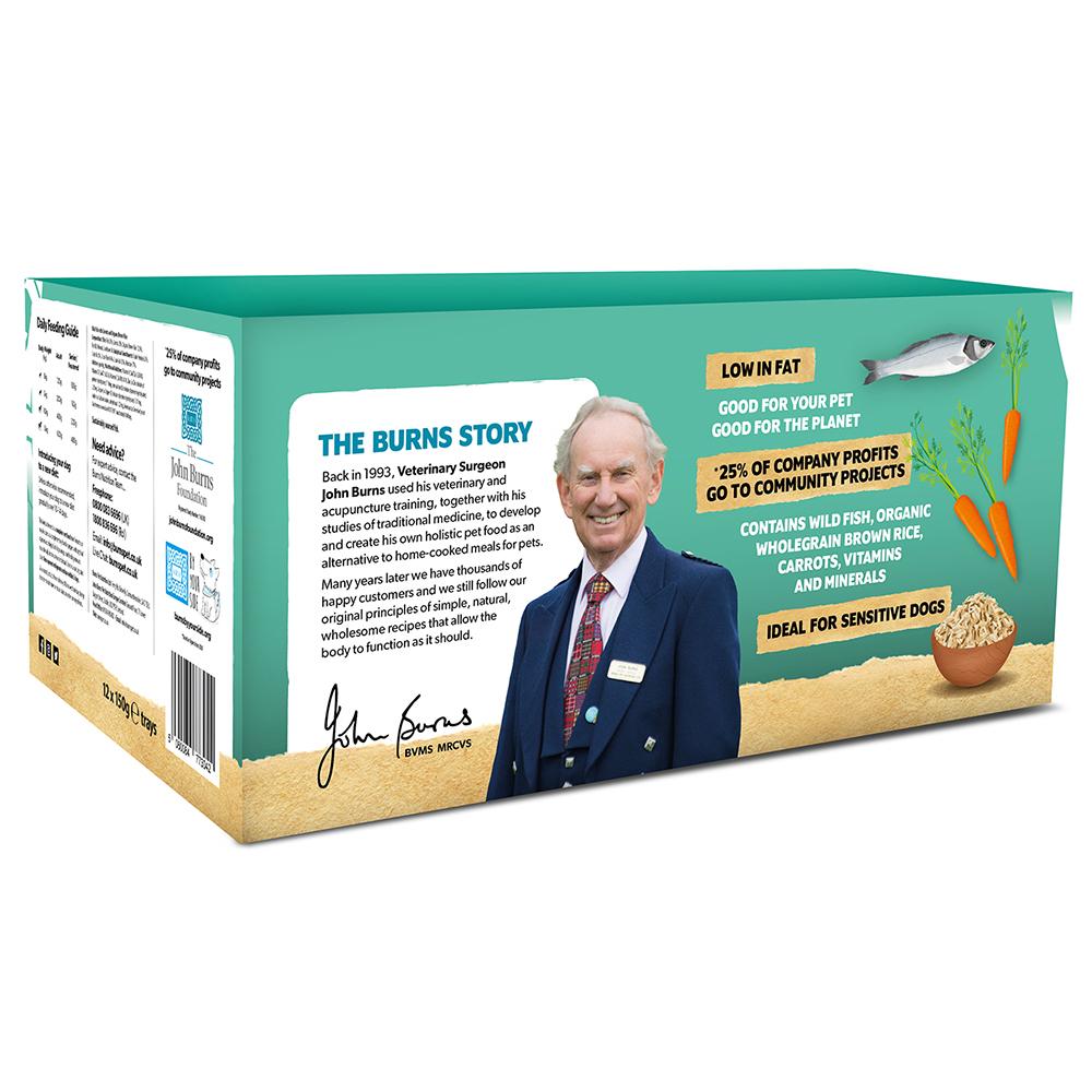 Burns Wild Fish with Carrots and Organic Brown Rice Wet Dog Food Trays - 12 x 150g
