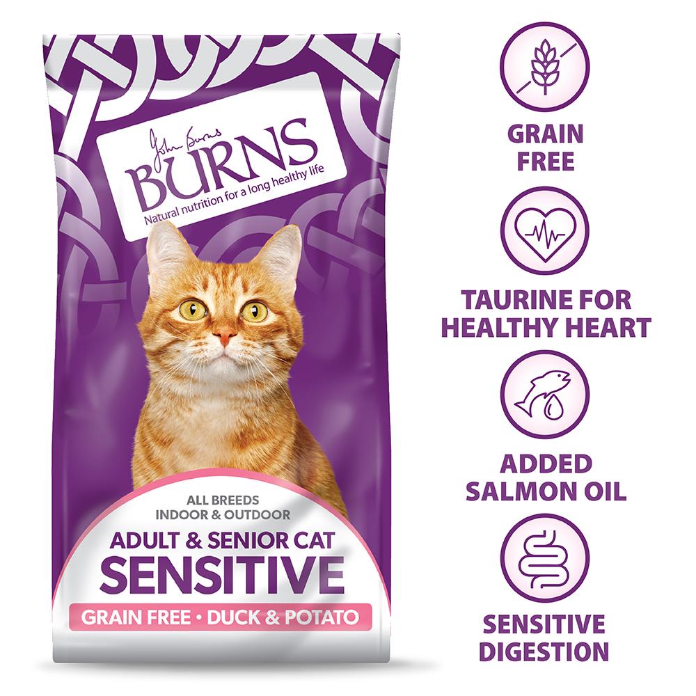 Burns Sensitive Grain Free Duck & Potato Dry Cat Food - 1.5kg
