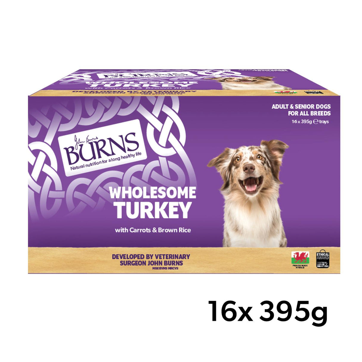 Burns Turkey Bumper Box Wet Dog Food Trays - 16 x 395g