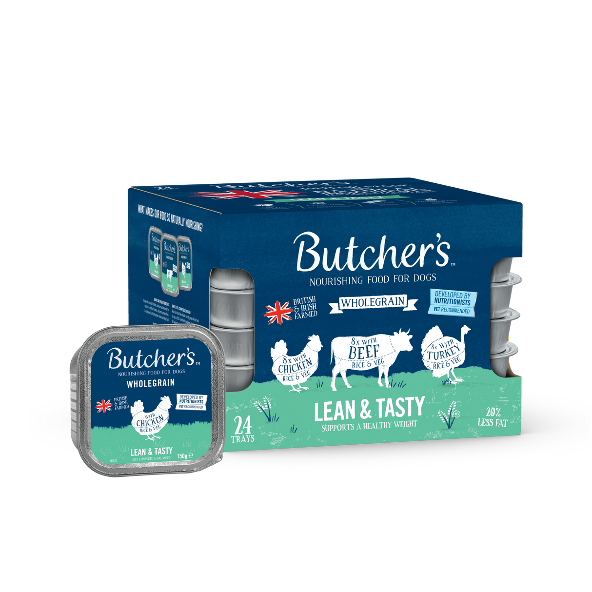 Butchers Lean & Tasty Wet Dog Food Trays - 24 x 150g