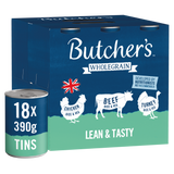 Butchers Lean & Tasty Chunks Wet Dog Food Cans - 18x390g