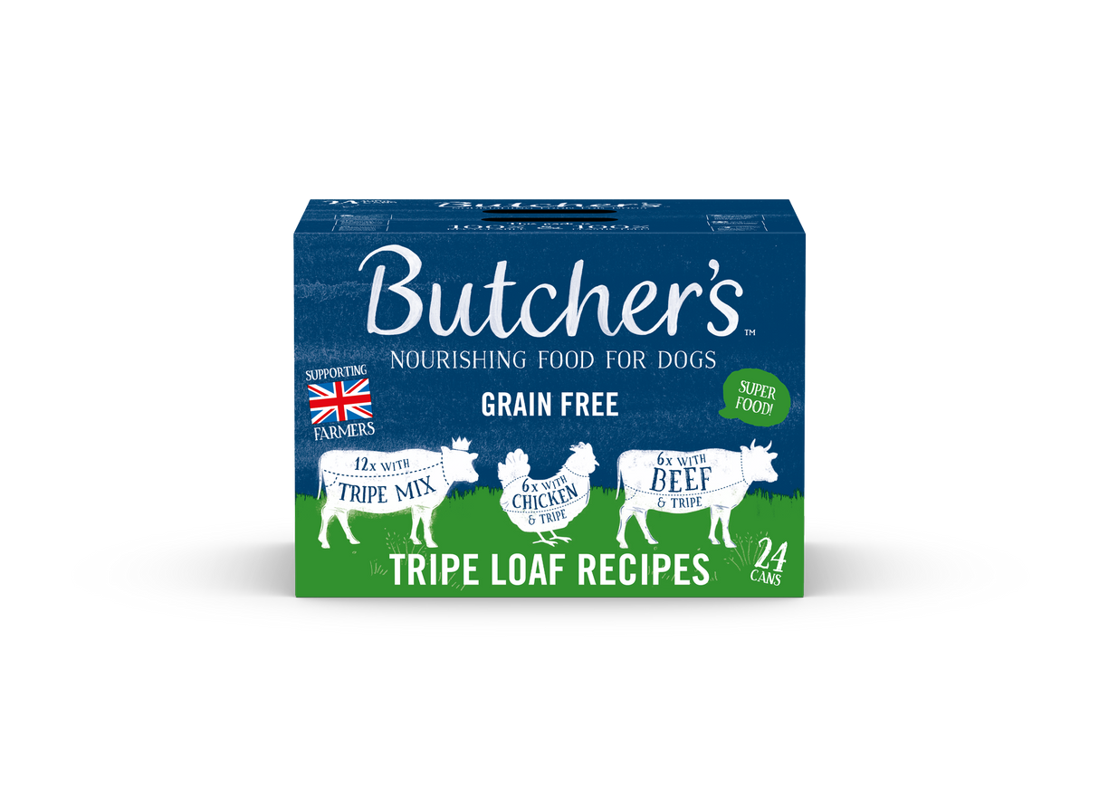 Butchers Tripe Loaf Recipes Wet Dog Food Cans - 24x400g