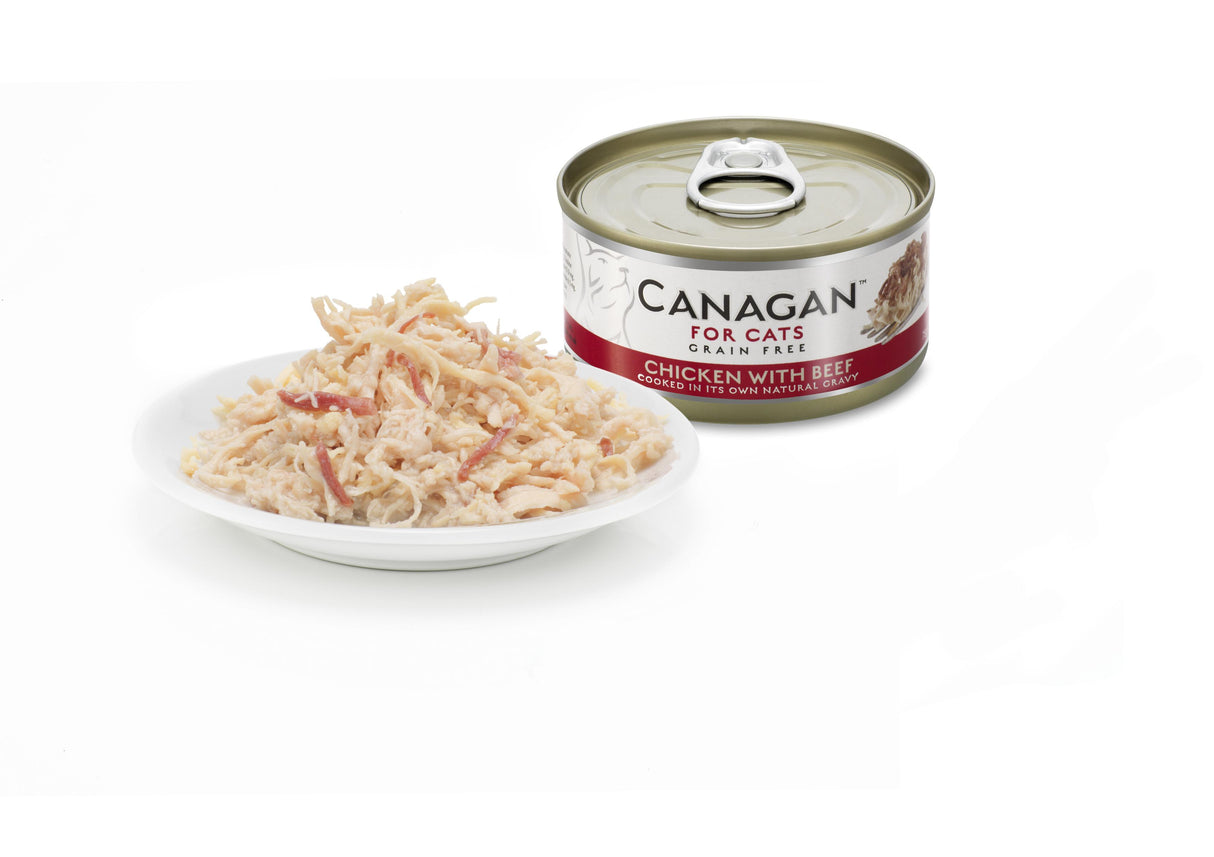 Canagan Chicken & Beef Grain-Free Wet Cat Food Tins - 12 x 75g