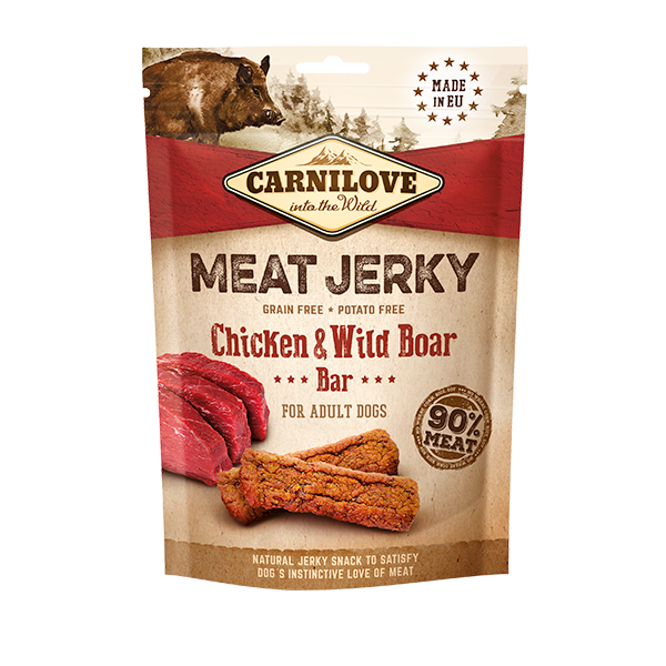 Carnilove Grain-Free Jerky Chicken & Wild Boar Bar Dog Treats - 100g