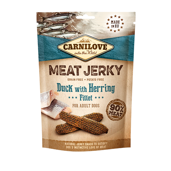 Carnilove Grain-Free Jerky Duck With Herring Fillet Dog Treats - 100g