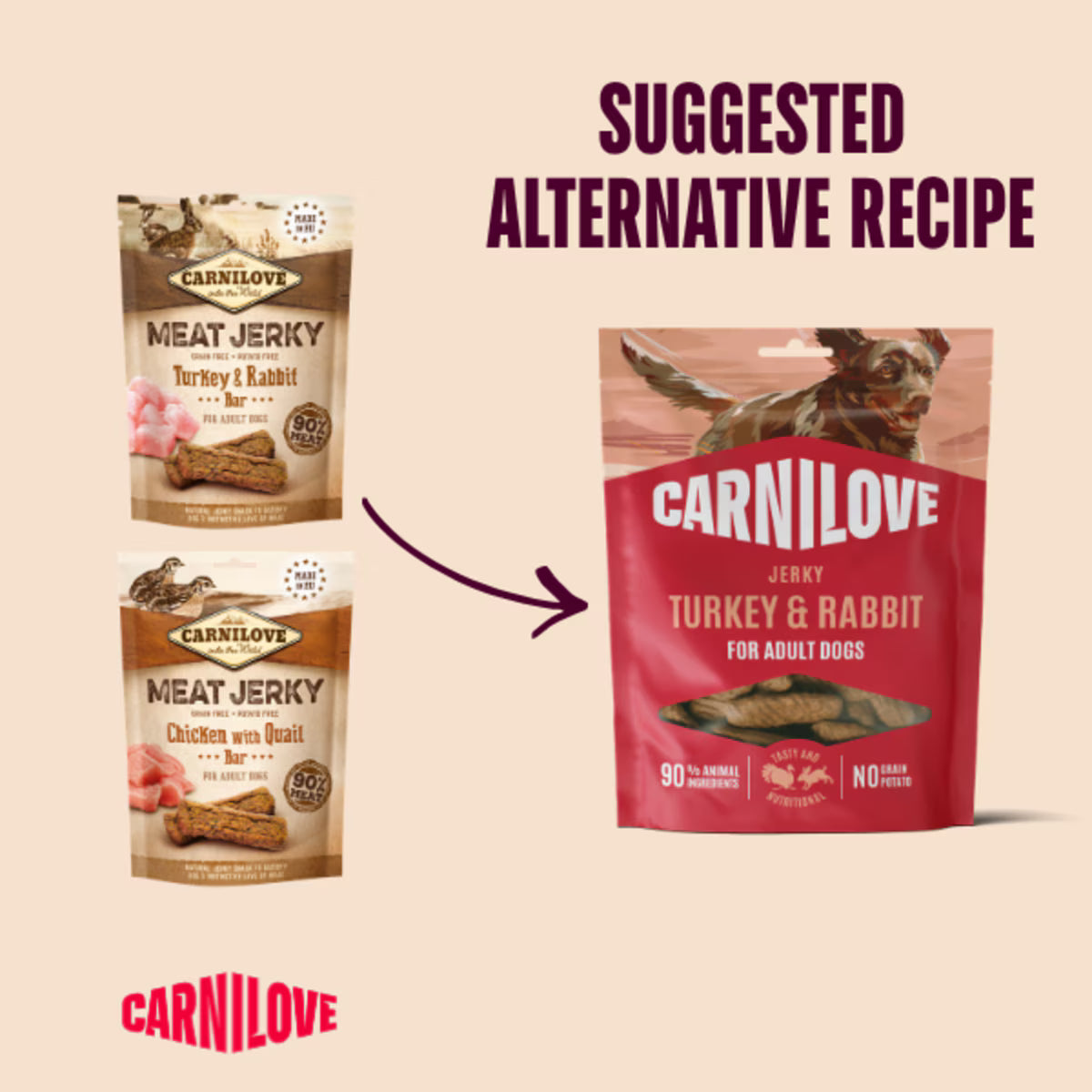 Carnilove Turkey & Rabbit Jerky Adult Dog Treats – 100g