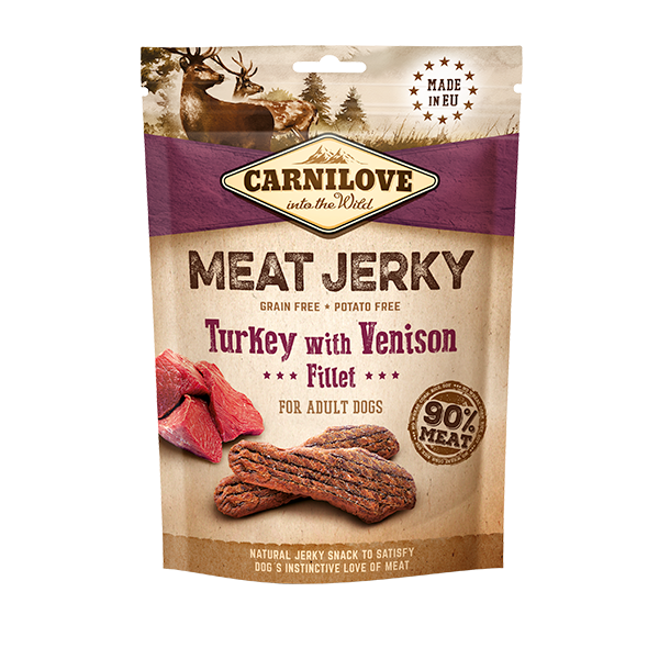 Carnilove Grain-Free Jerky Turkey With Venison Fillet Dog Treats - 100g