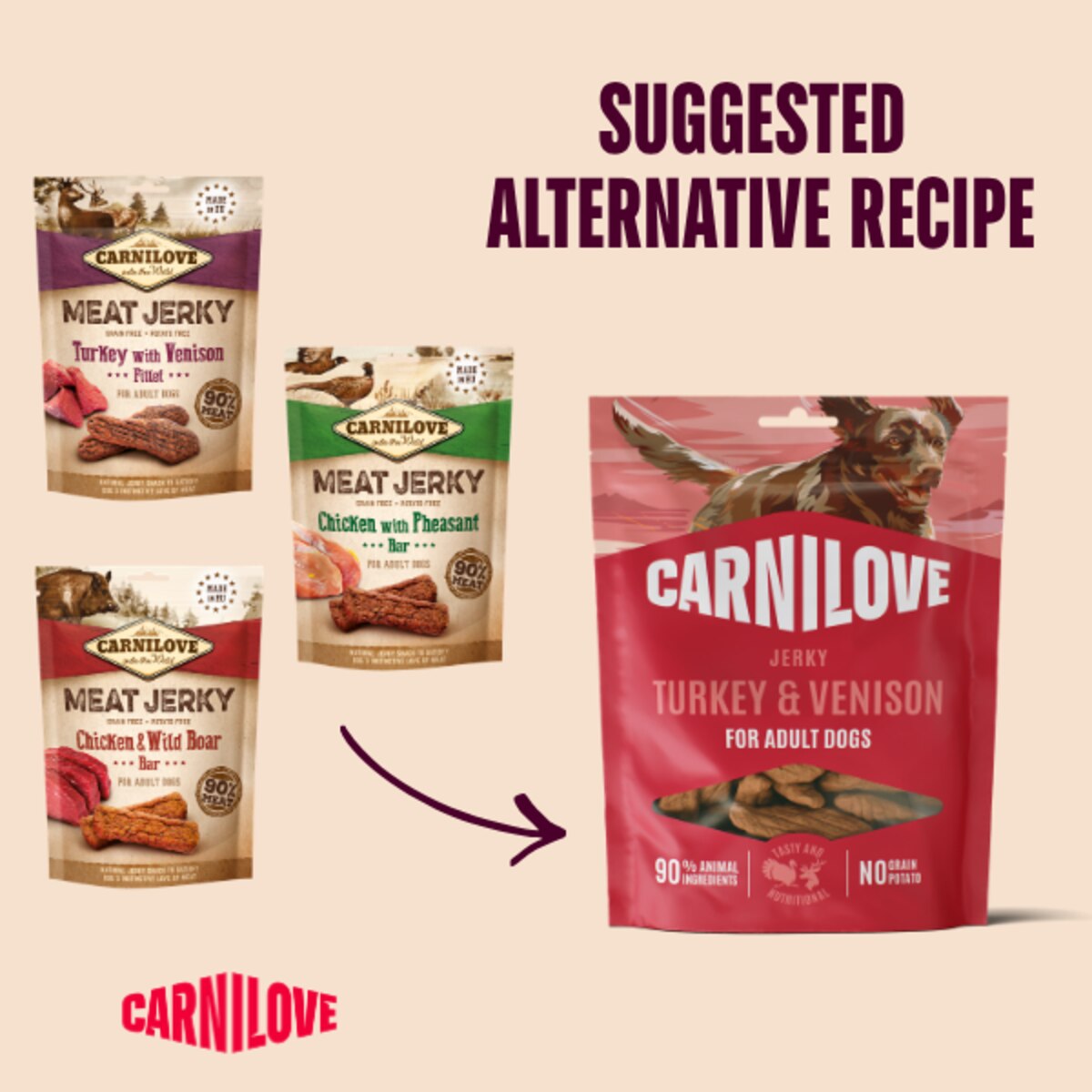 Carnilove Turkey & Venison Jerky Dog Treat -100g