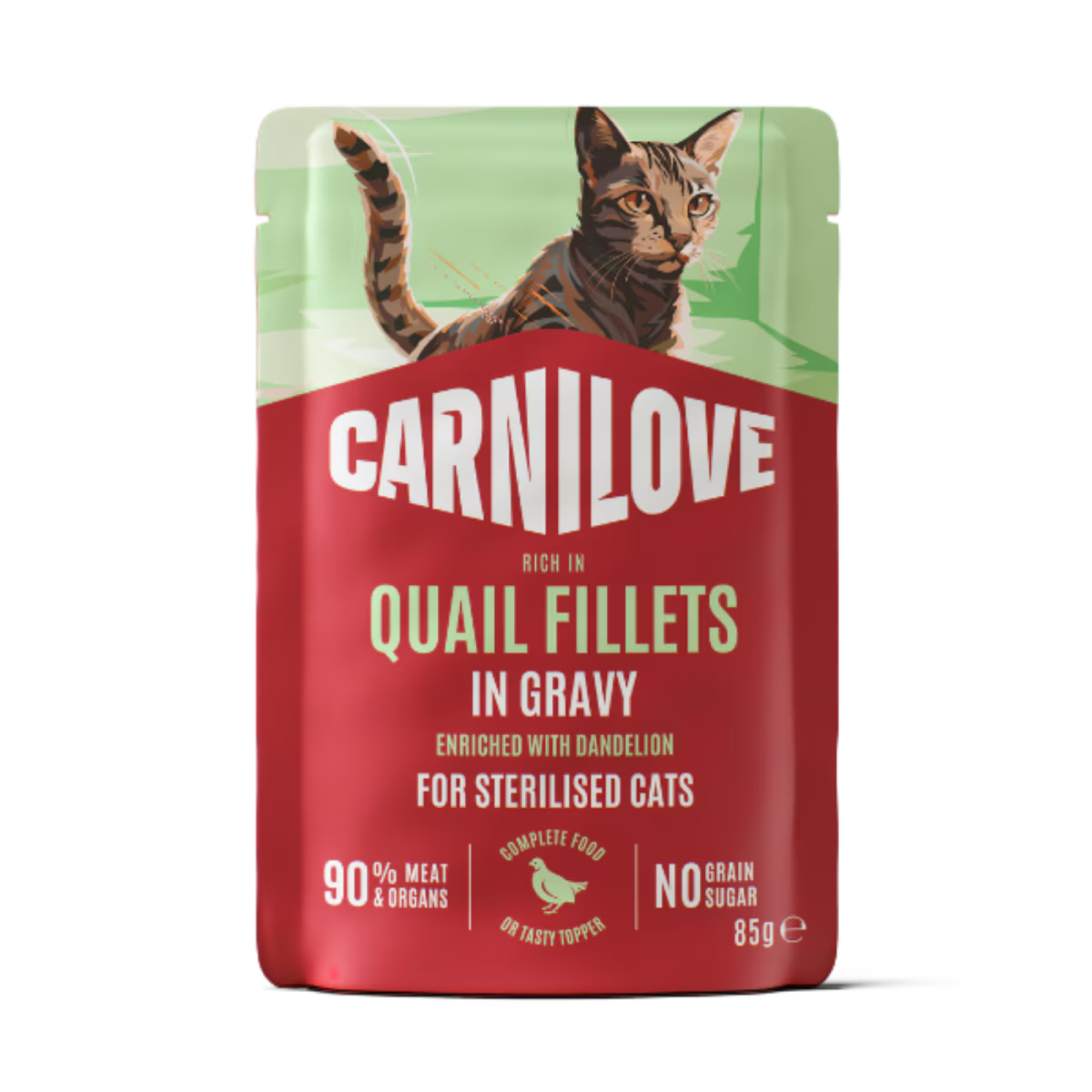 Carnilove Quail with Dandelion In Gravy Adult Wet Cat Food Pouches – 24 x 85g
